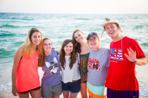 students at beach