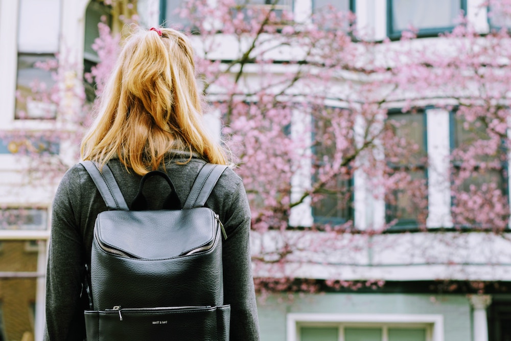 girl with backpack